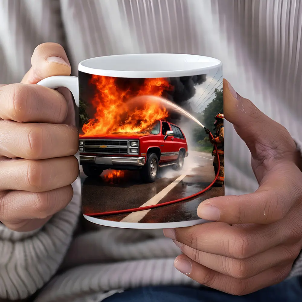 Chevrolet Blazer On Fire Firefighter Street – Mugs