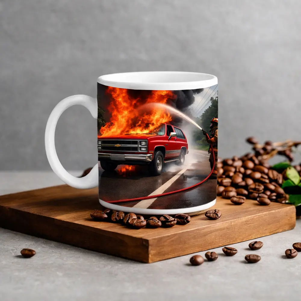 Chevrolet Blazer On Fire Firefighter Street – Mugs