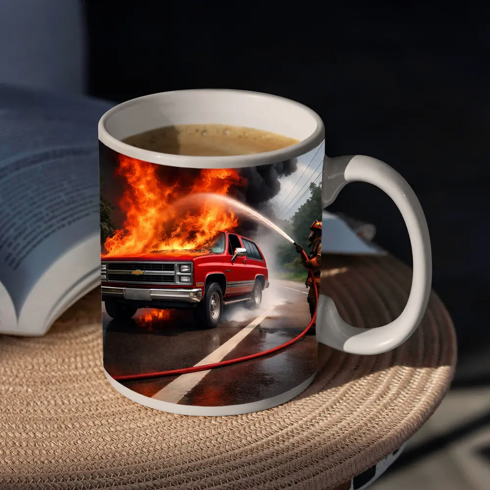 Chevrolet Blazer On Fire Firefighter Street – Mugs
