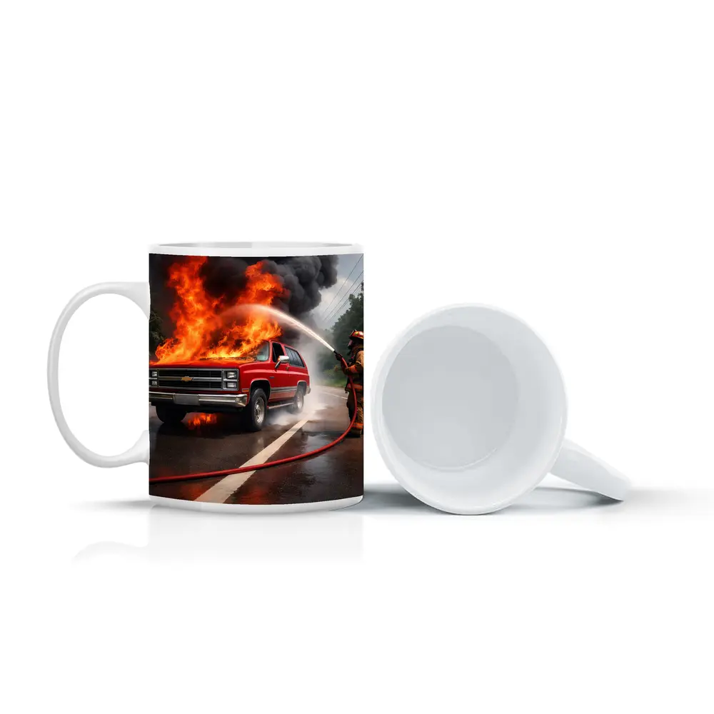 Chevrolet Blazer On Fire Firefighter Street – Mugs