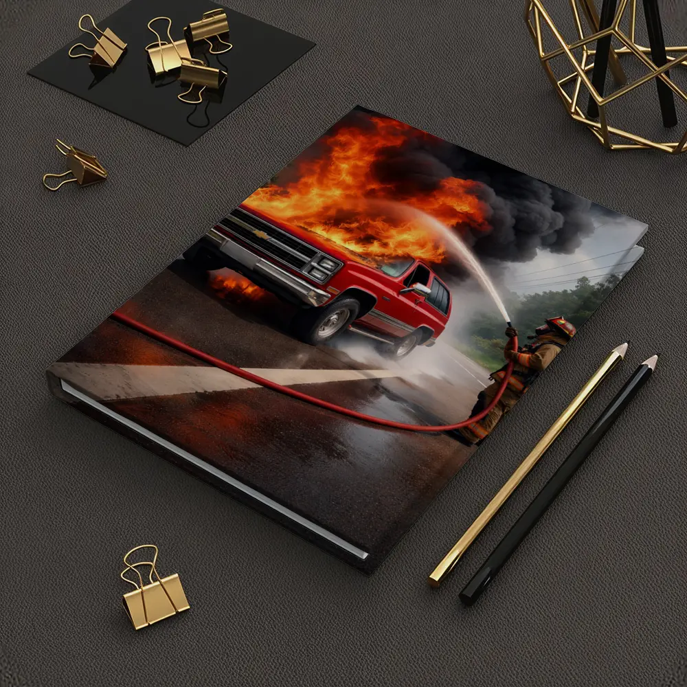 Chevrolet Blazer On Fire Firefighter Street – Notebooks