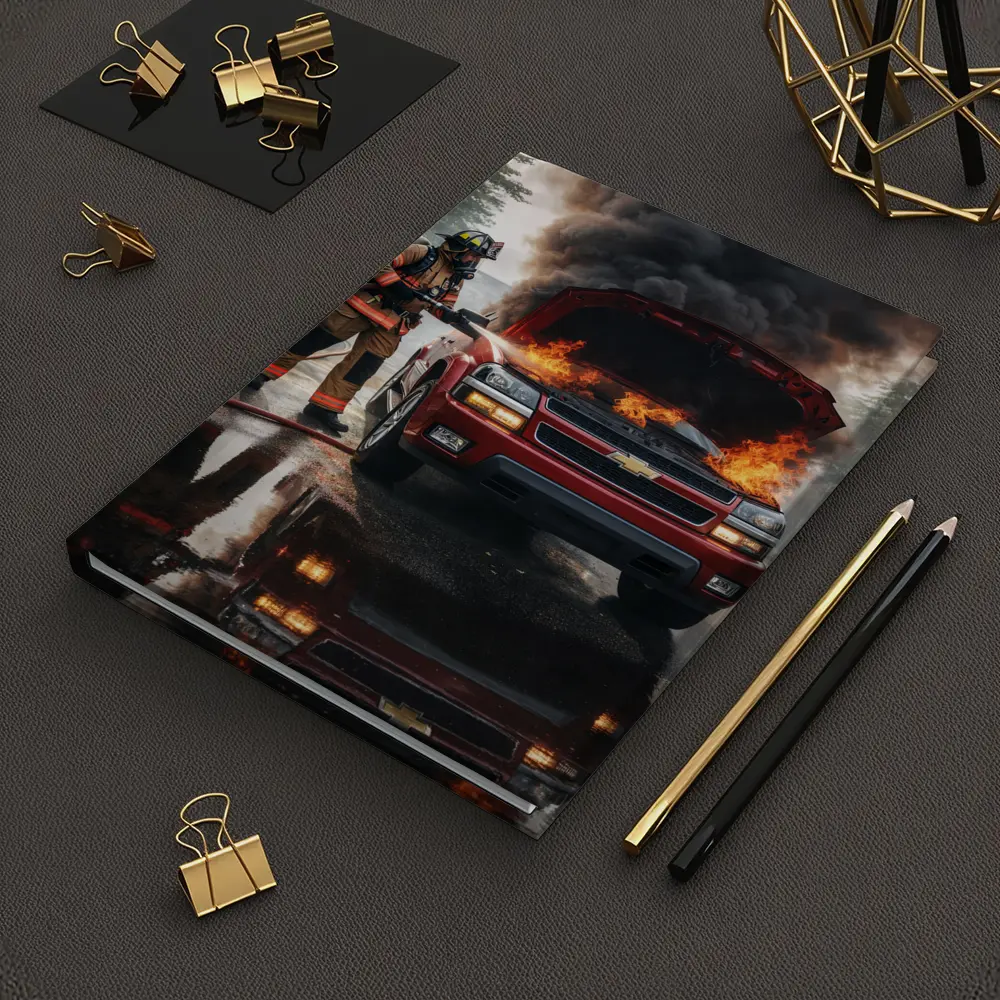 Chevrolet Blazer On Fire Firefighter Scene – Notebooks