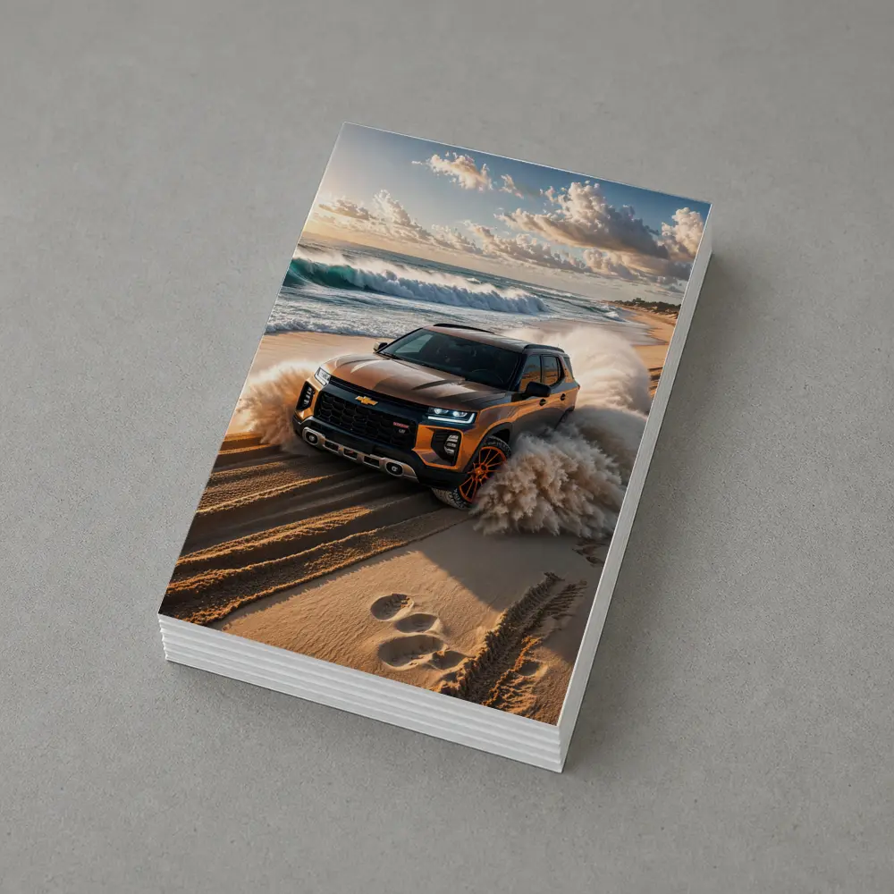 Chevrolet Blazer SUV Drifting On Sandy Beach – Postcards