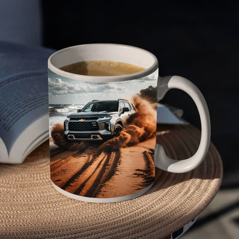 Chevrolet Blazer Drifting Sandy Beach Shore – Mugs