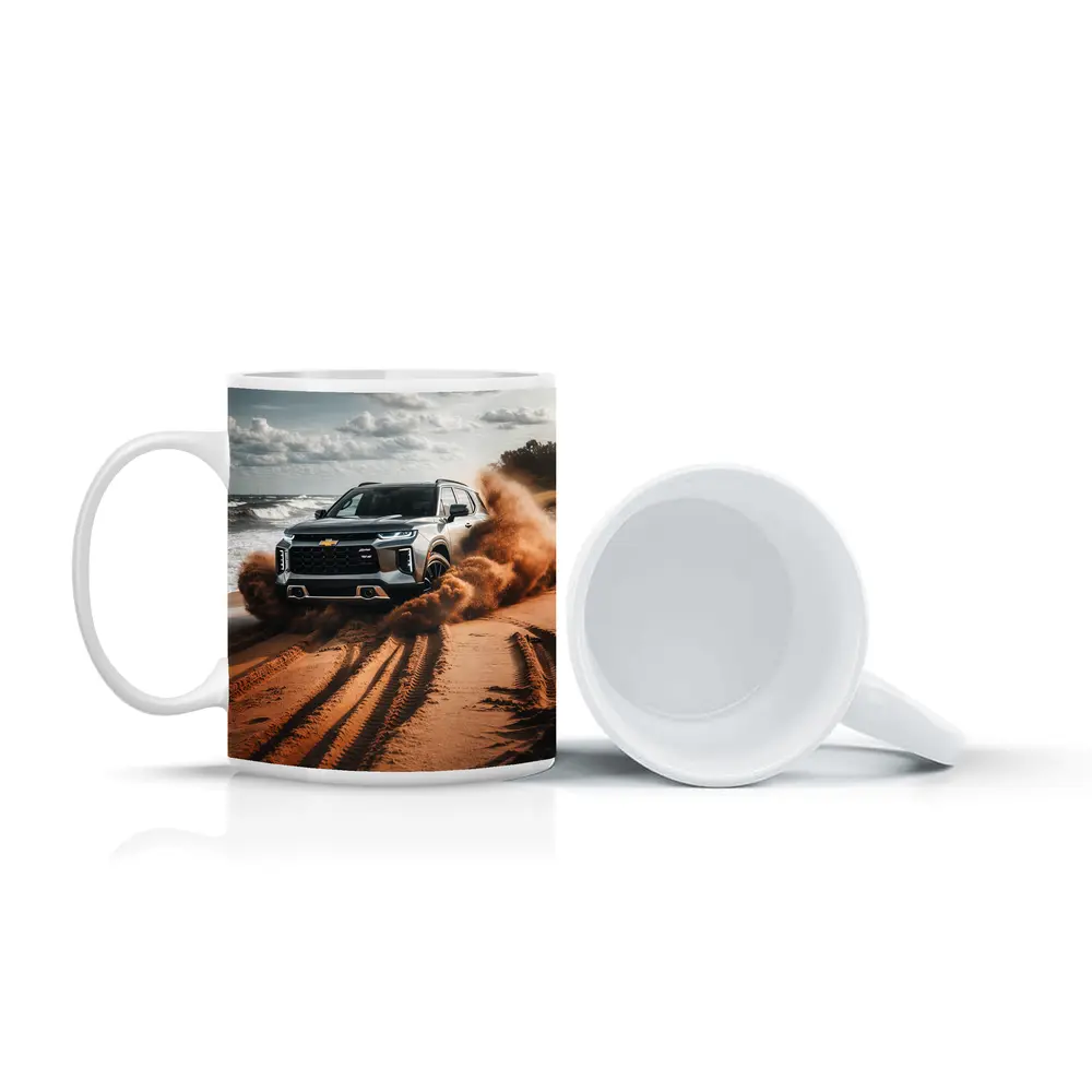 Chevrolet Blazer Drifting Sandy Beach Shore – Mugs
