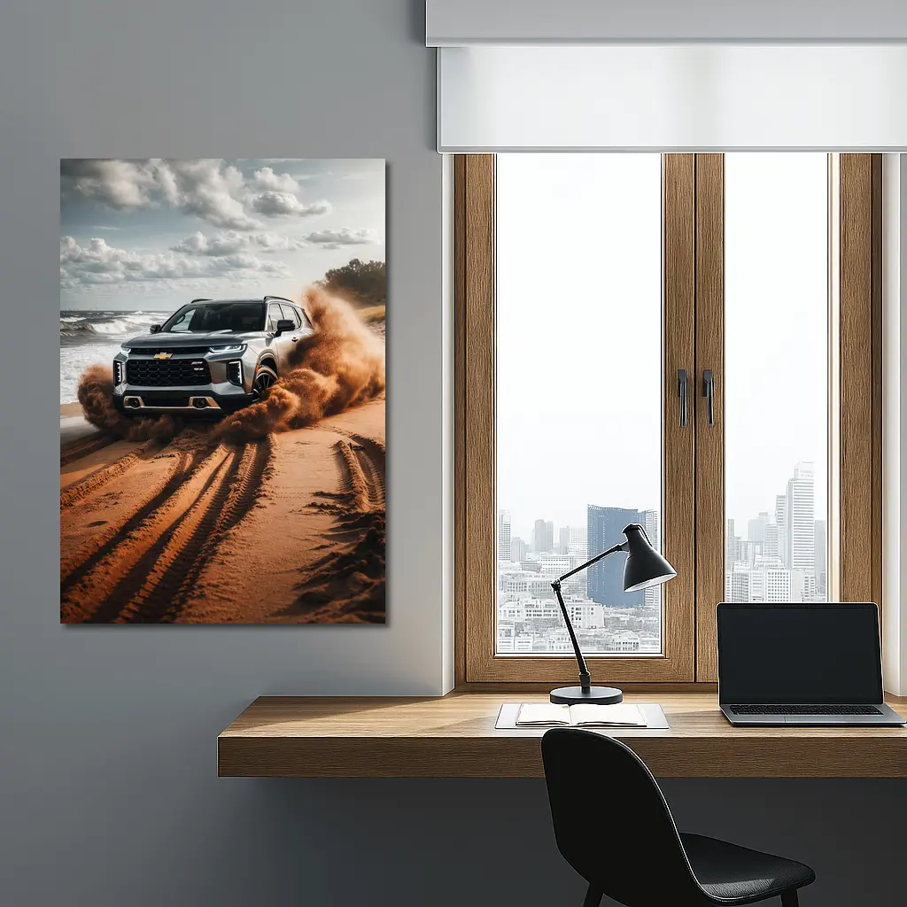 Chevrolet Blazer Drifting Sandy Beach Shore – Wall Art