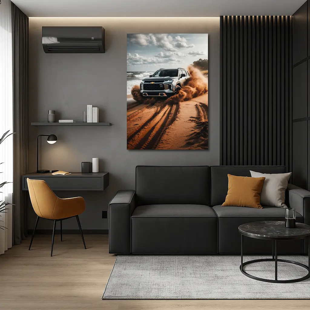Chevrolet Blazer Drifting Sandy Beach Shore – Wall Art