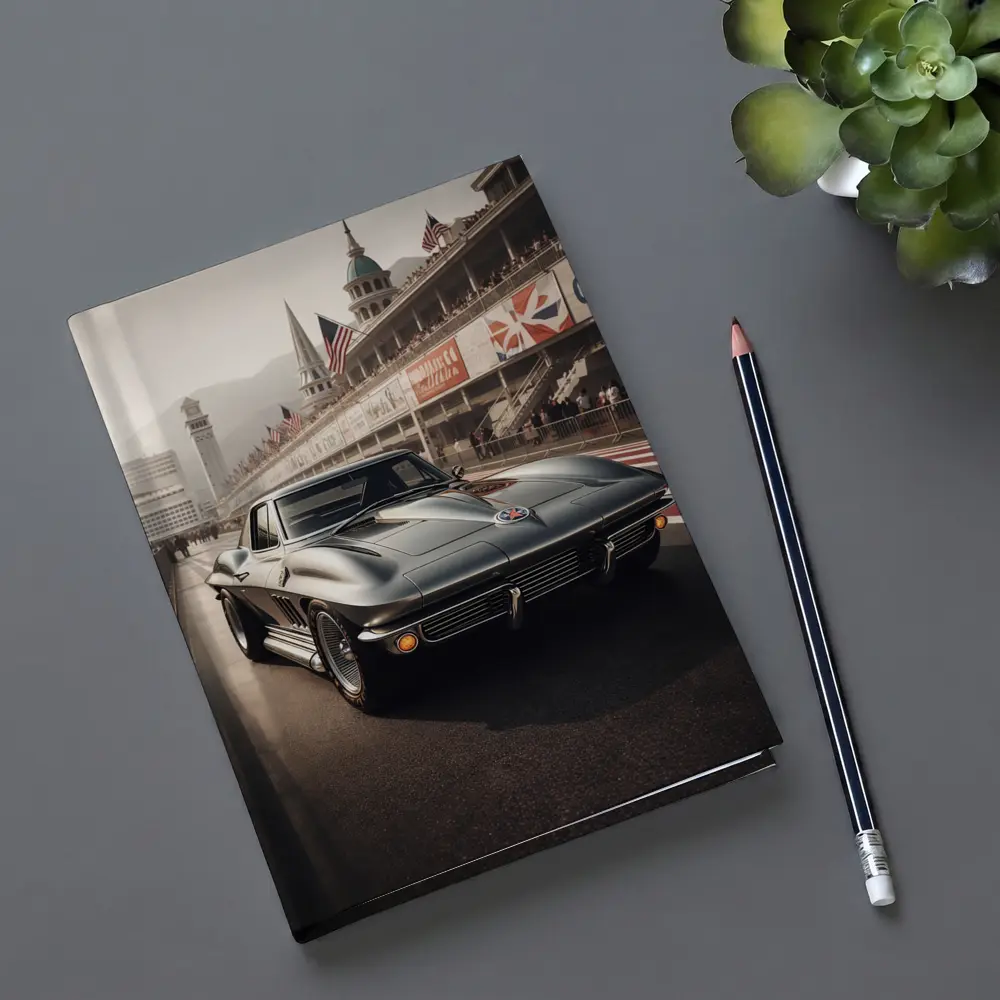 Chevrolet Corvette Classic Racing Track Scene – Notebooks