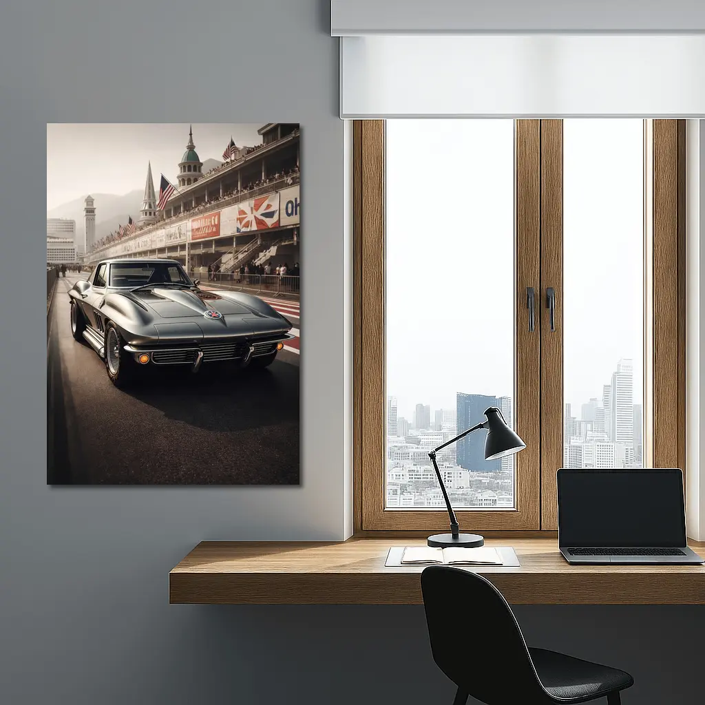 Chevrolet Corvette Classic Racing Track Scene – Wall Art