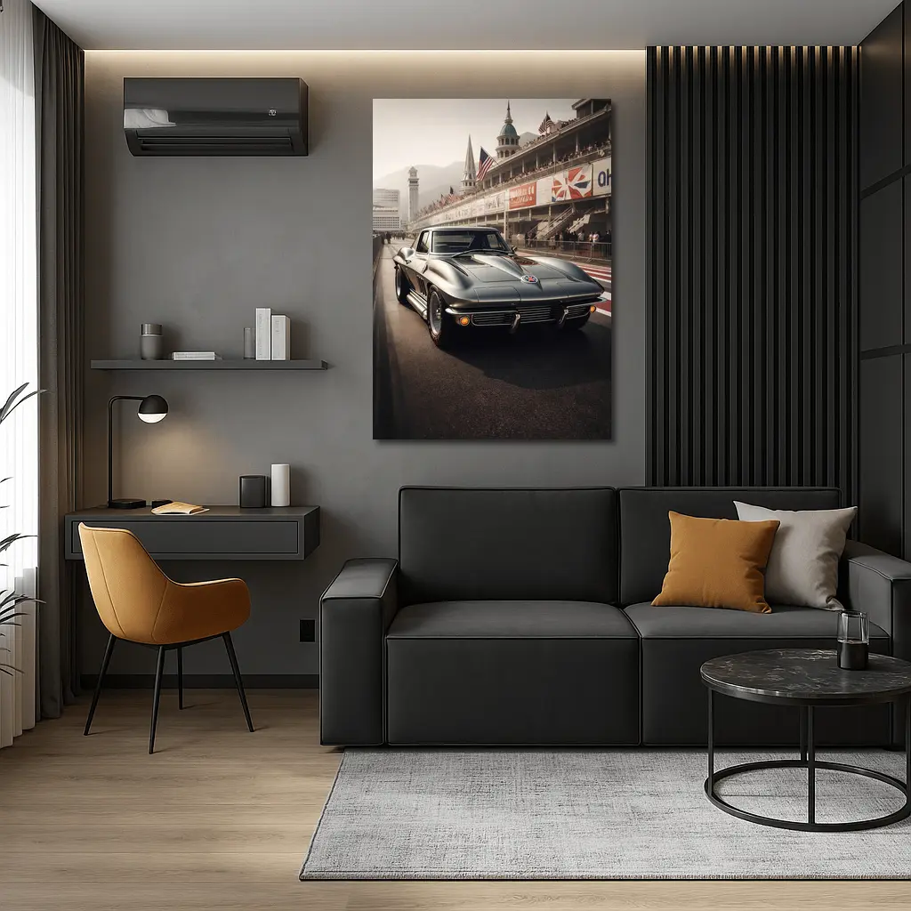 Chevrolet Corvette Classic Racing Track Scene – Wall Art