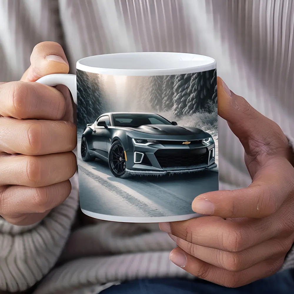 Chevrolet Camaro ZL1 On Snowy Forest Road – Mugs