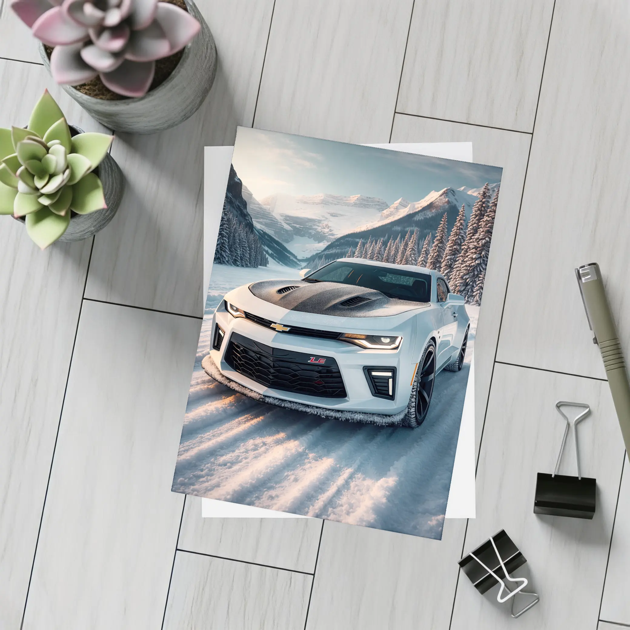 Chevrolet Camaro ZL1 Snowy Mountain Road – Postcards