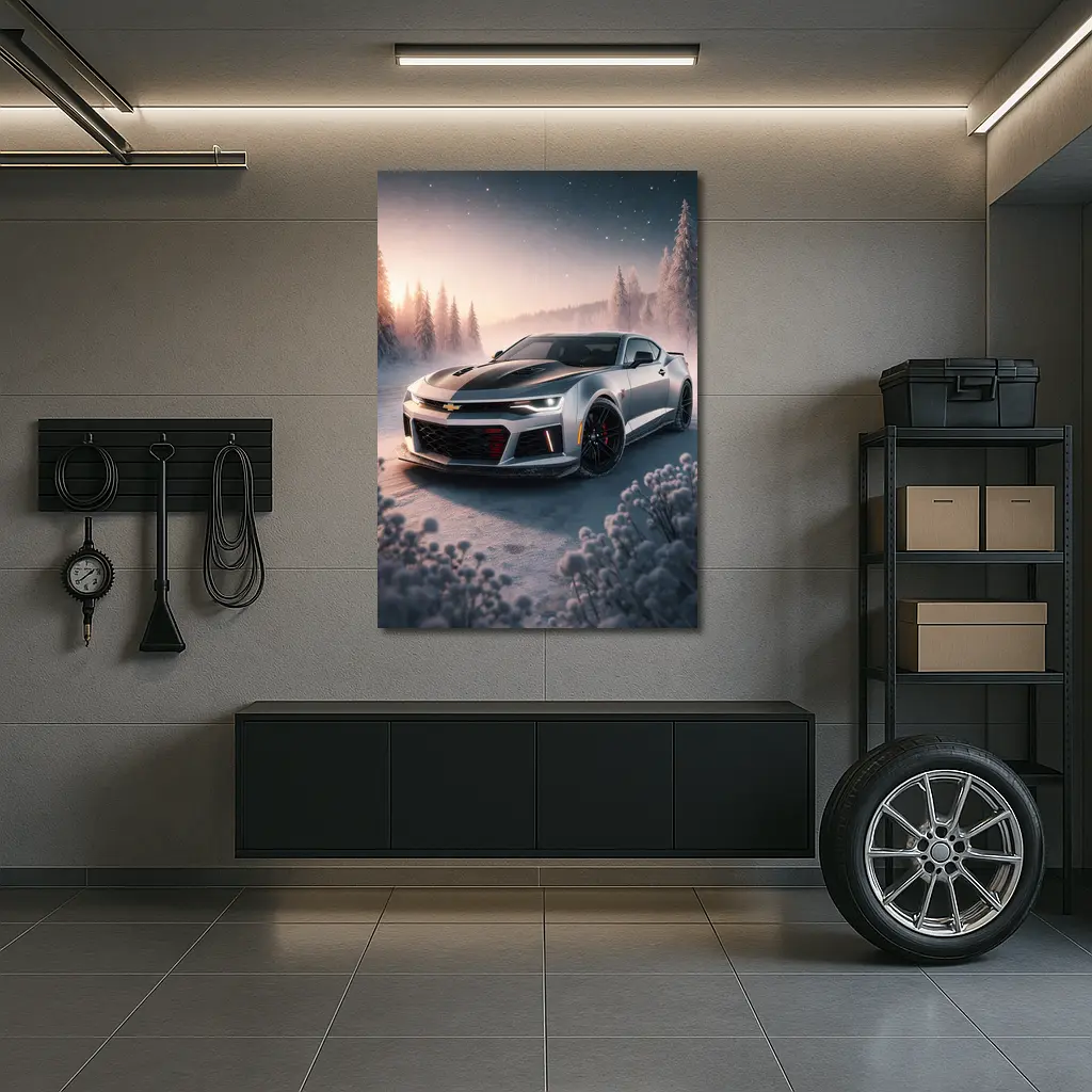 Chevrolet Camaro ZL1 Snowy Winter Night – Wall Art