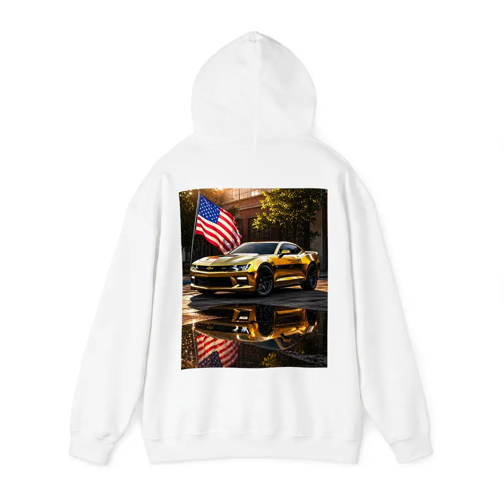 Gold Chevrolet Camaro American Flag Urban Street – Hoodies