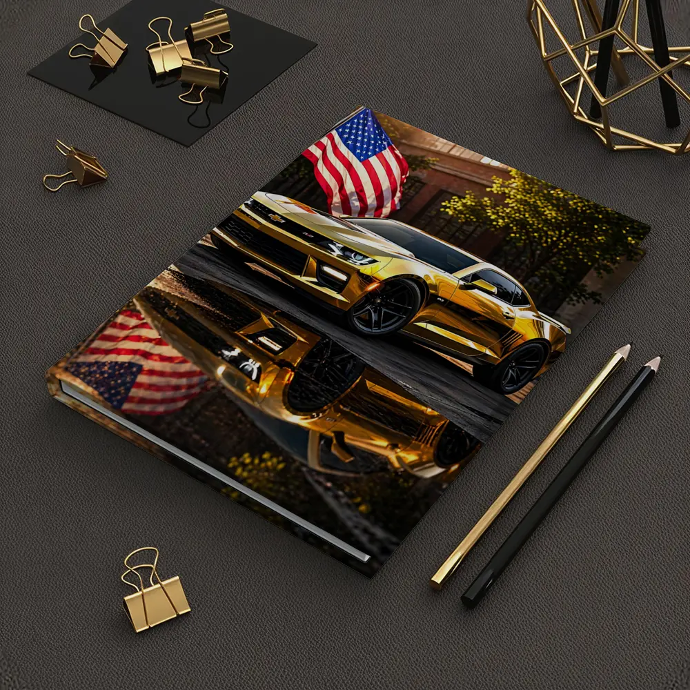 Gold Chevrolet Camaro American Flag Urban Street – Notebooks