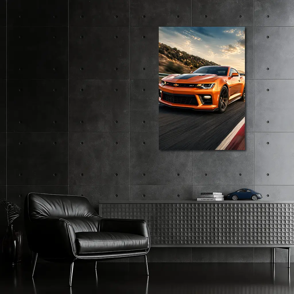 Chevrolet Camaro ZL1 Orange Racing Track – Wall Art