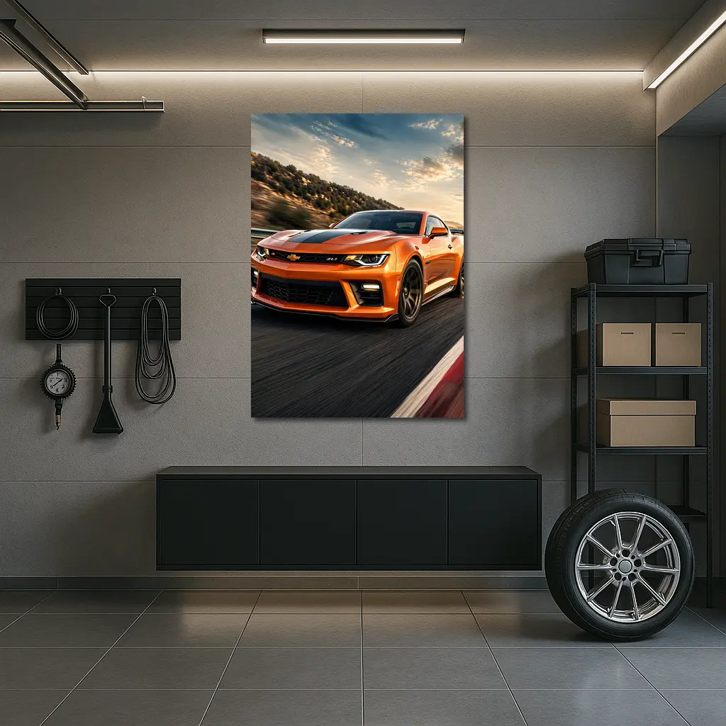 Chevrolet Camaro ZL1 Orange Racing Track – Wall Art