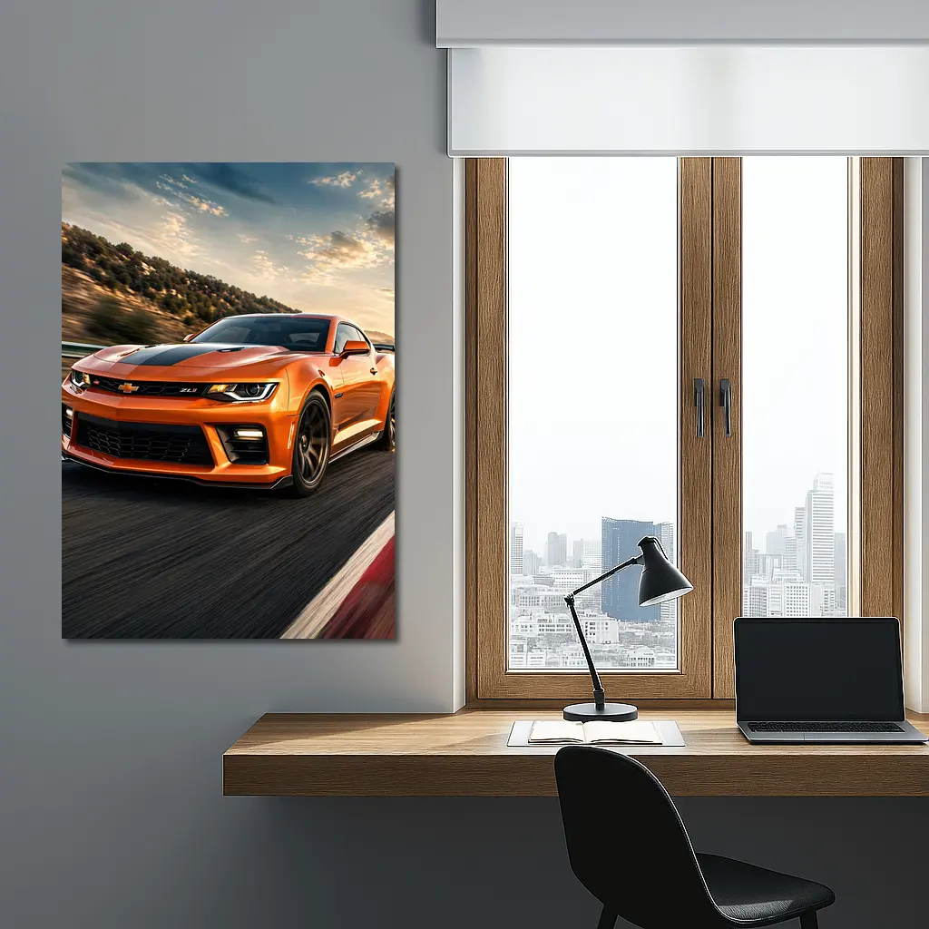 Chevrolet Camaro ZL1 Orange Racing Track – Wall Art