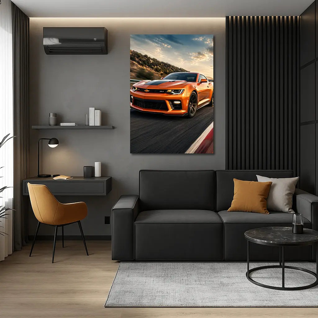 Chevrolet Camaro ZL1 Orange Racing Track – Wall Art