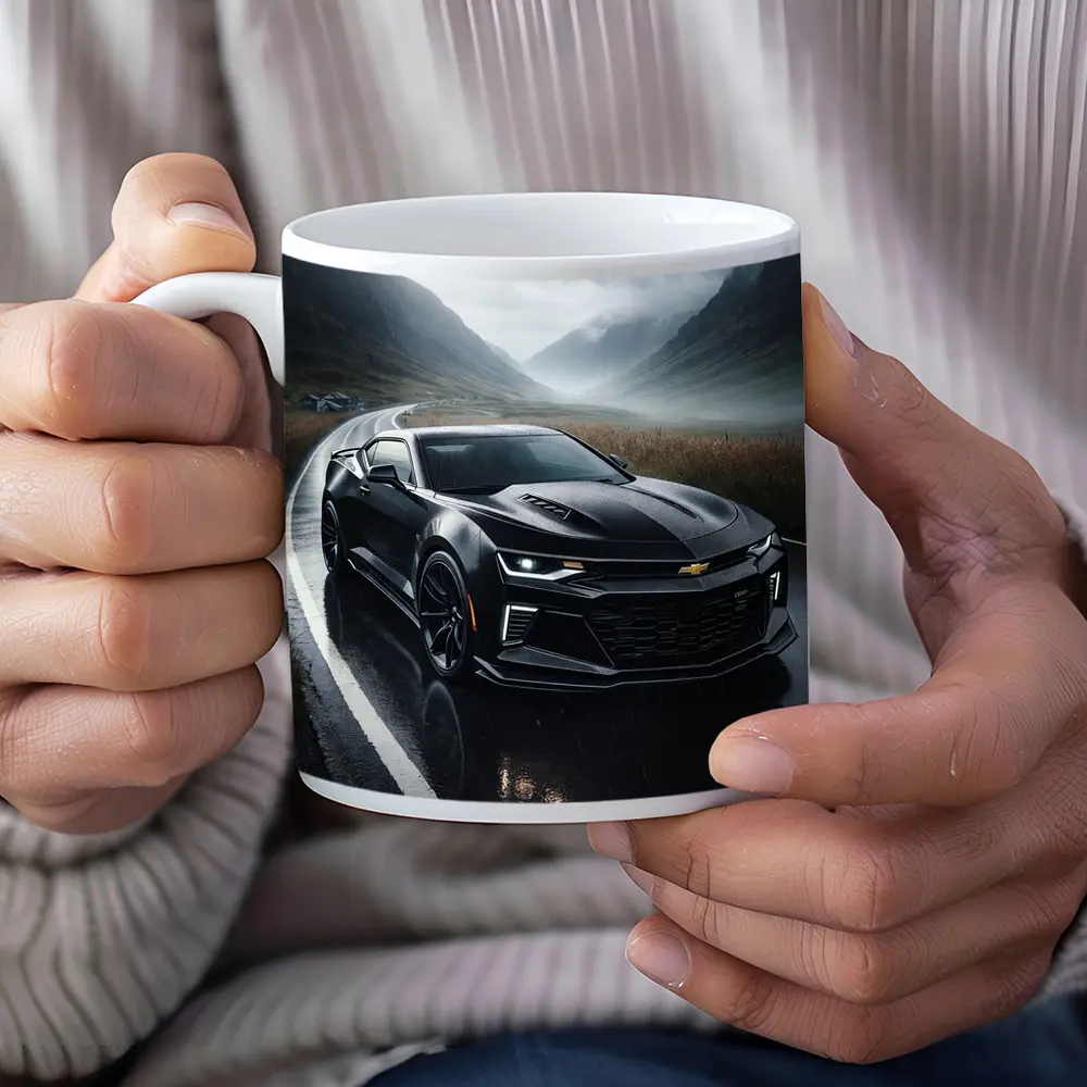 Chevrolet Camaro Black Rainy Mountain Road – Mugs
