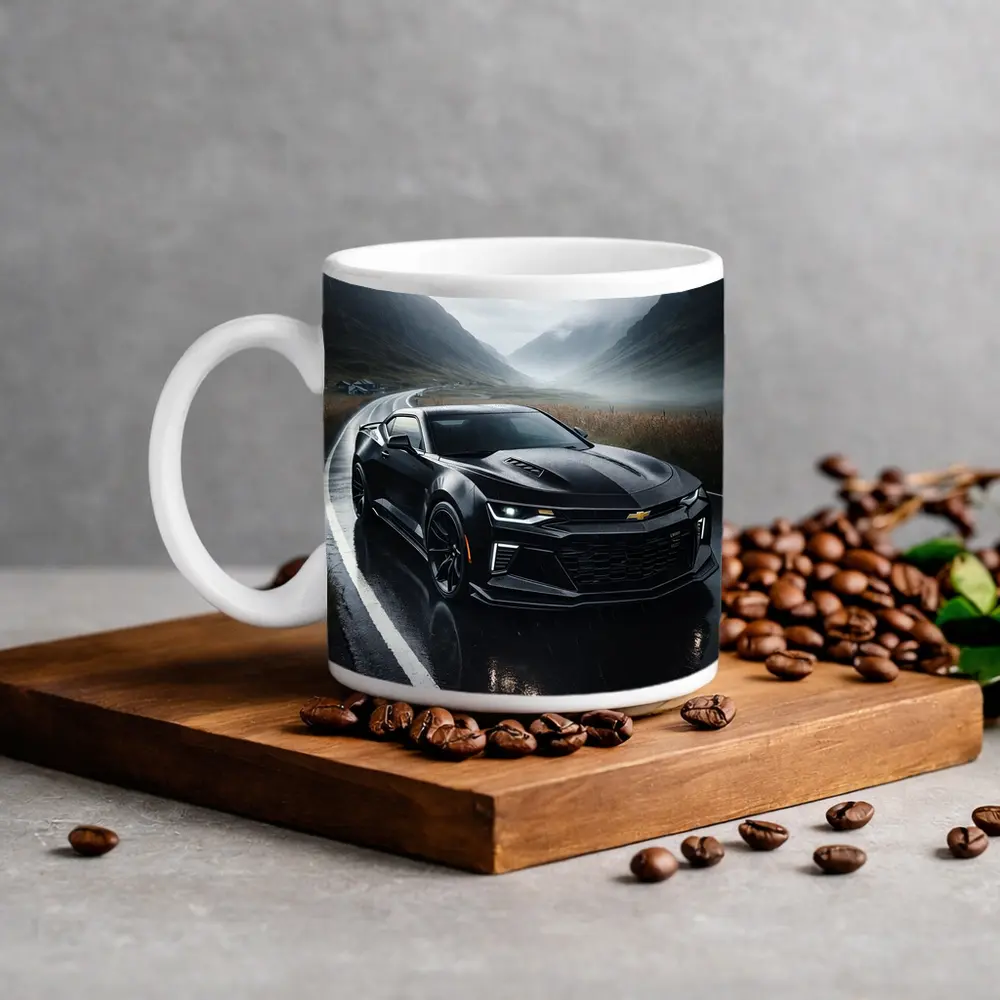 Chevrolet Camaro Black Rainy Mountain Road – Mugs