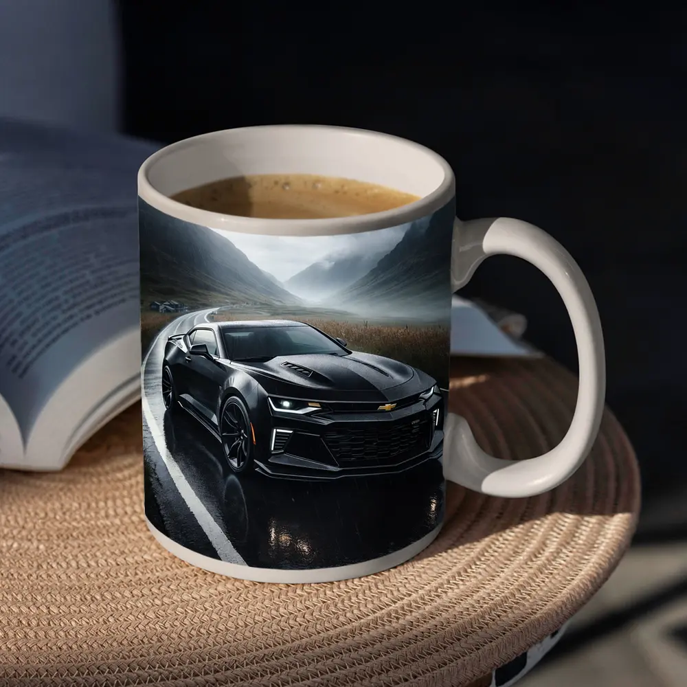 Chevrolet Camaro Black Rainy Mountain Road – Mugs