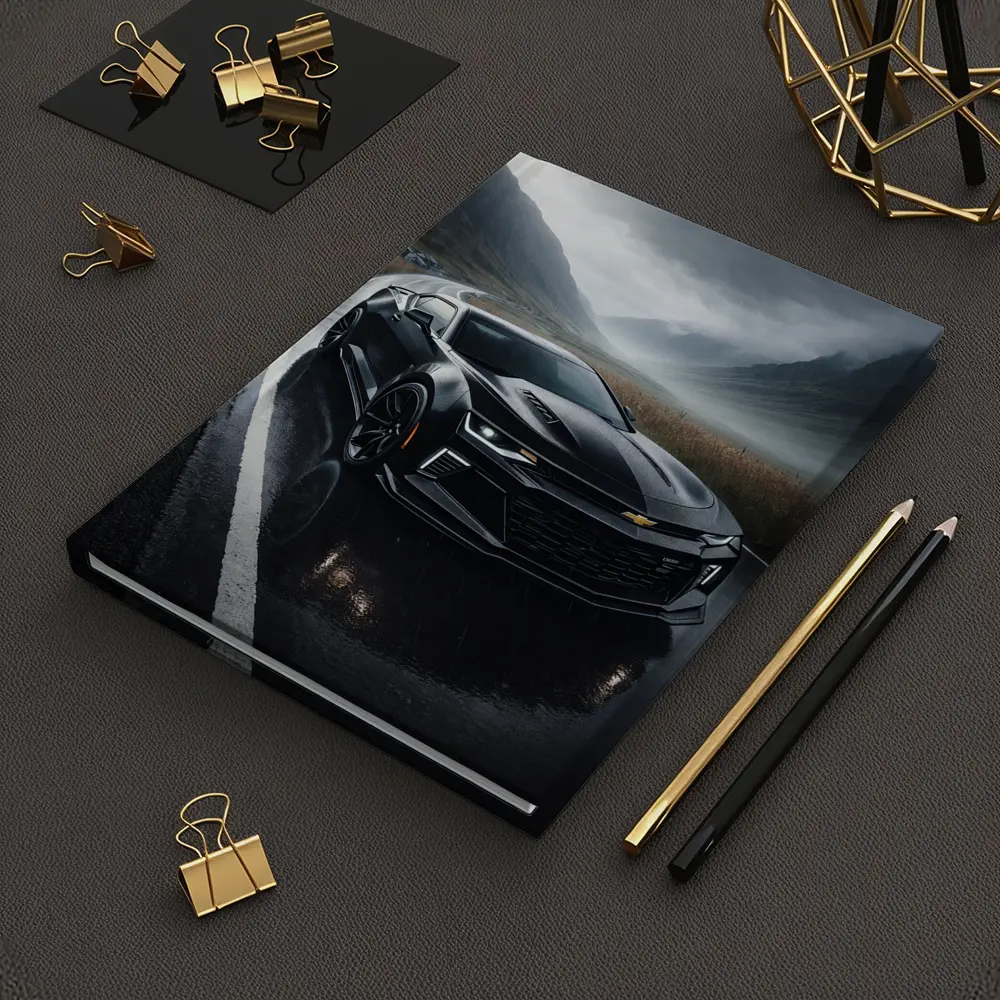 Chevrolet Camaro Black Rainy Mountain Road – Notebooks