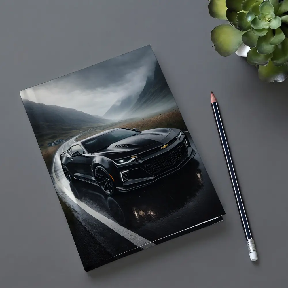 Chevrolet Camaro Black Rainy Mountain Road – Notebooks