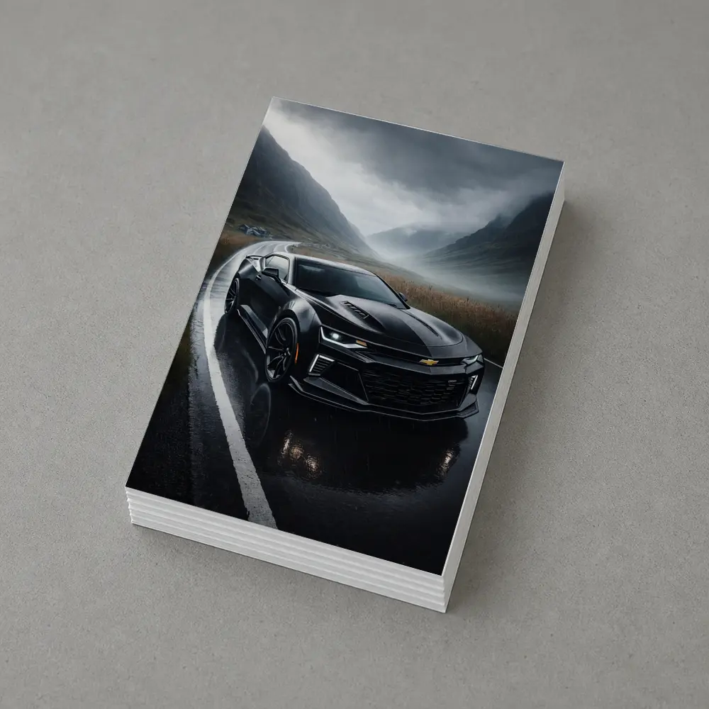 Chevrolet Camaro Black Rainy Mountain Road – Postcards