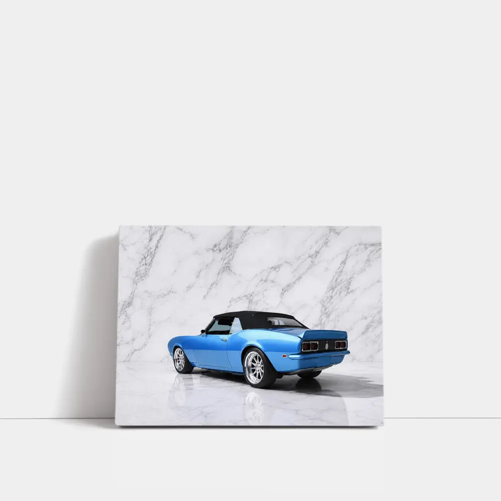 Chevrolet Camaro Blue Convertible Marble Background – Wall Art