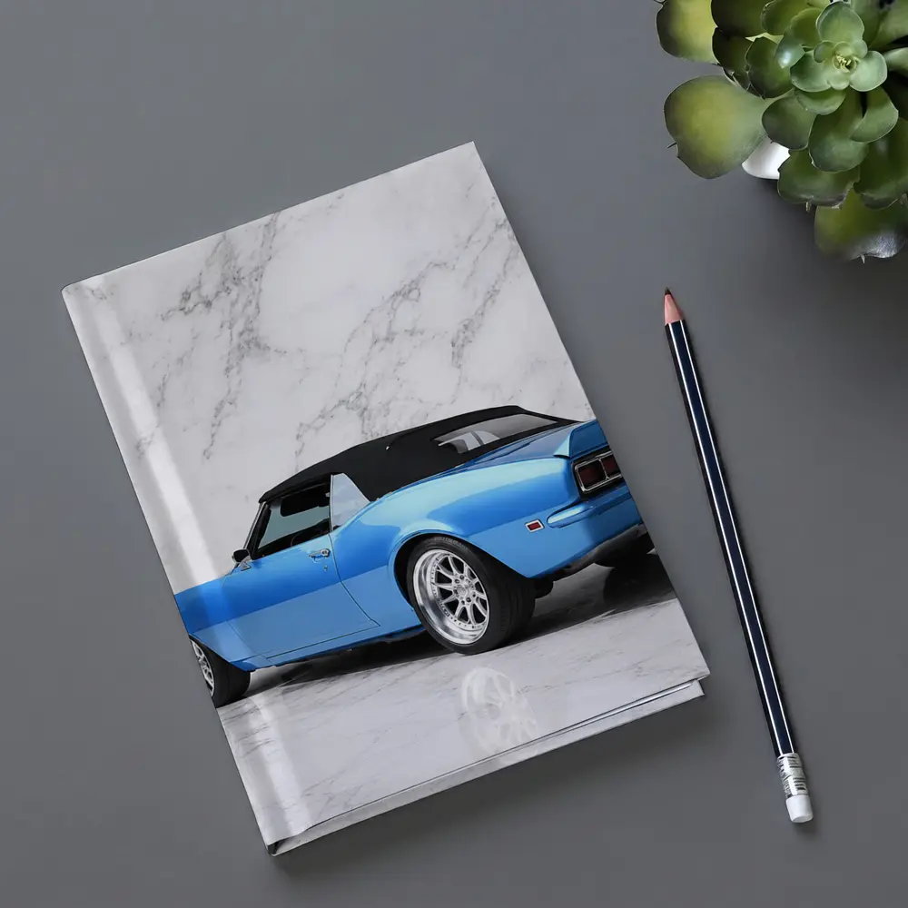 Chevrolet Camaro Blue Convertible Marble Background – Notebooks