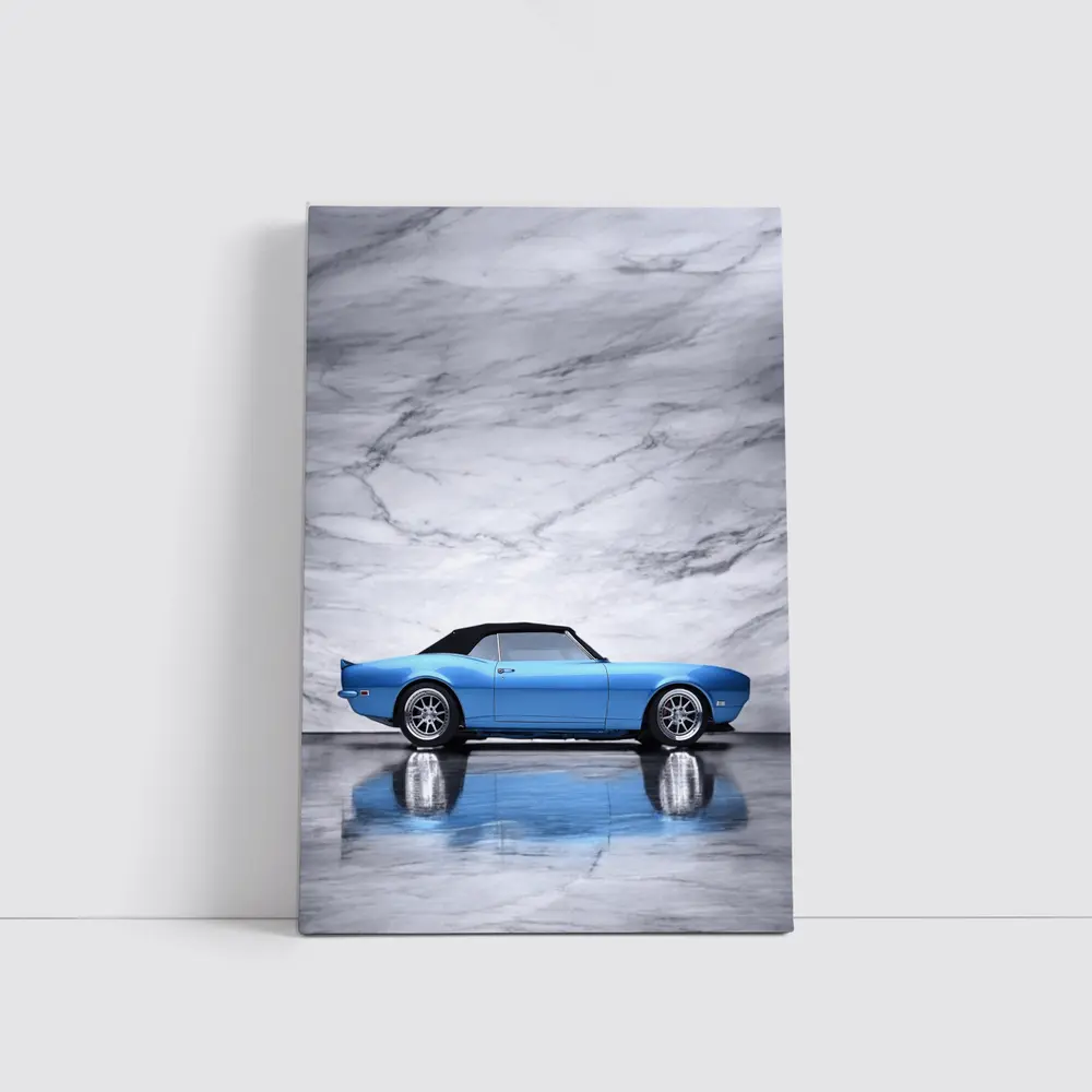 Chevrolet Camaro RS Blue Marble Background – Wall Art