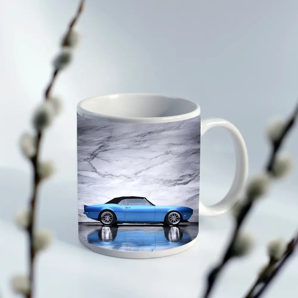 Chevrolet Camaro RS Blue Marble Background – Mugs