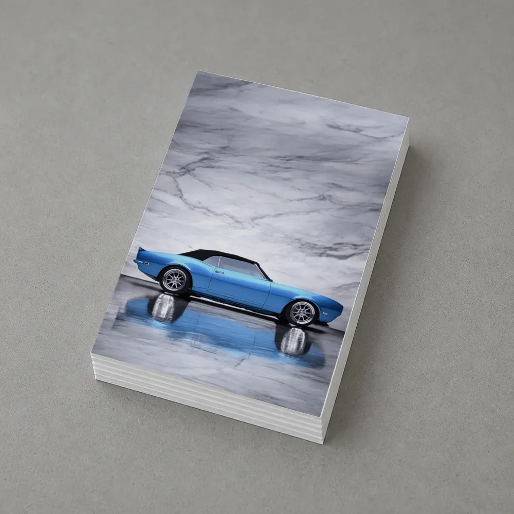 Chevrolet Camaro RS Blue Marble Background – Postcards