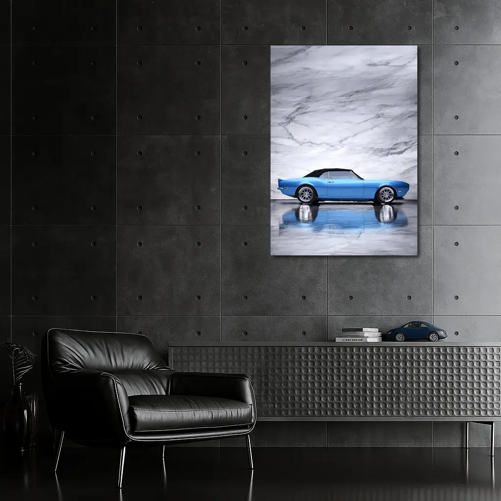Chevrolet Camaro RS Blue Marble Background – Wall Art