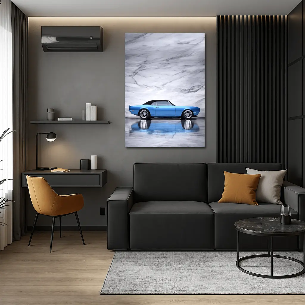 Chevrolet Camaro RS Blue Marble Background – Wall Art