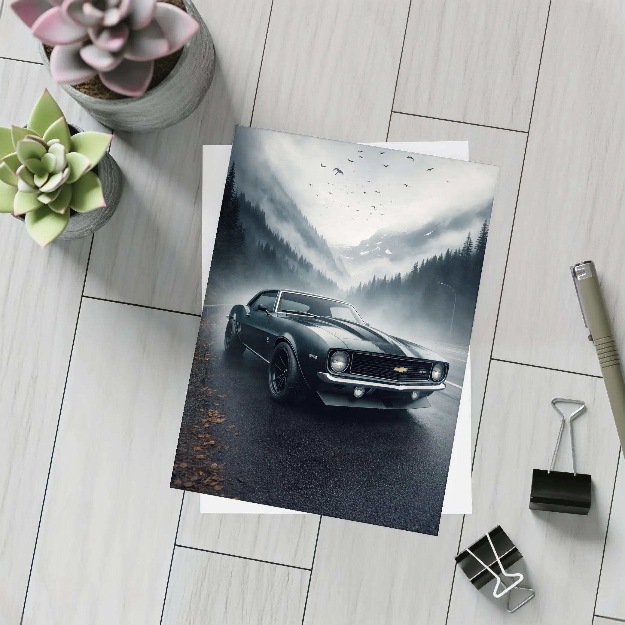 Chevrolet Camaro SS Foggy Mountain Road – Postcards