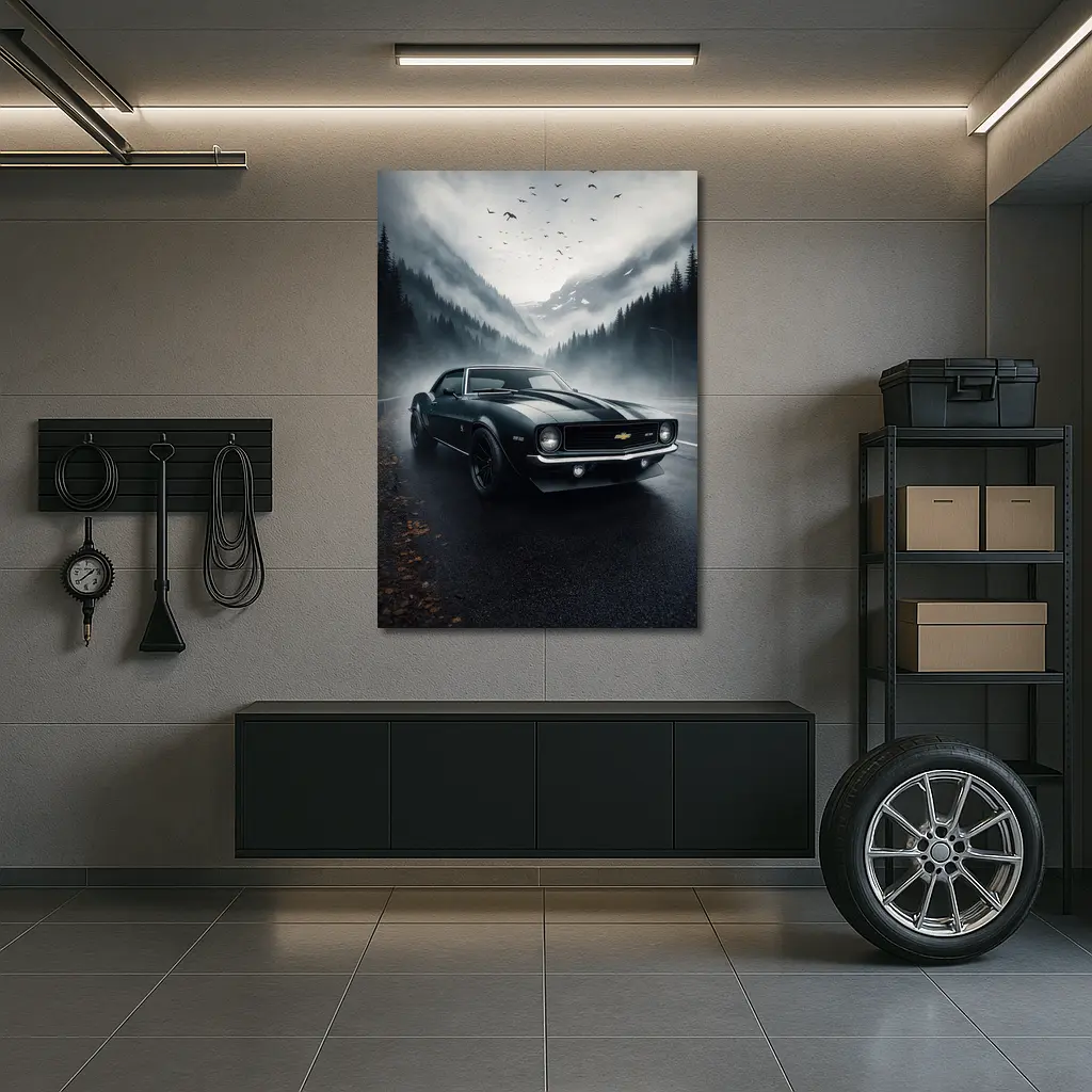 Chevrolet Camaro SS Foggy Mountain Road – Wall Art