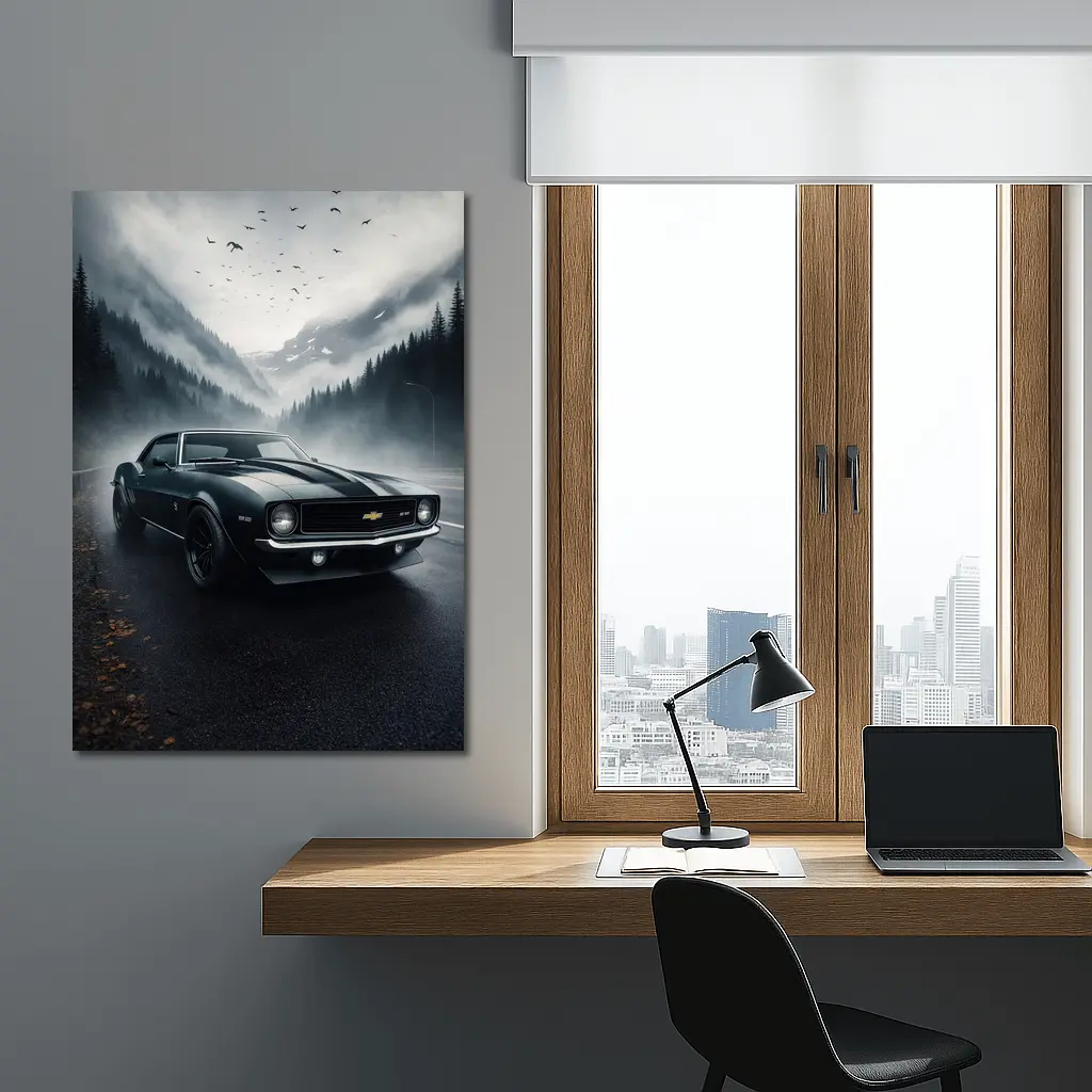 Chevrolet Camaro SS Foggy Mountain Road – Wall Art