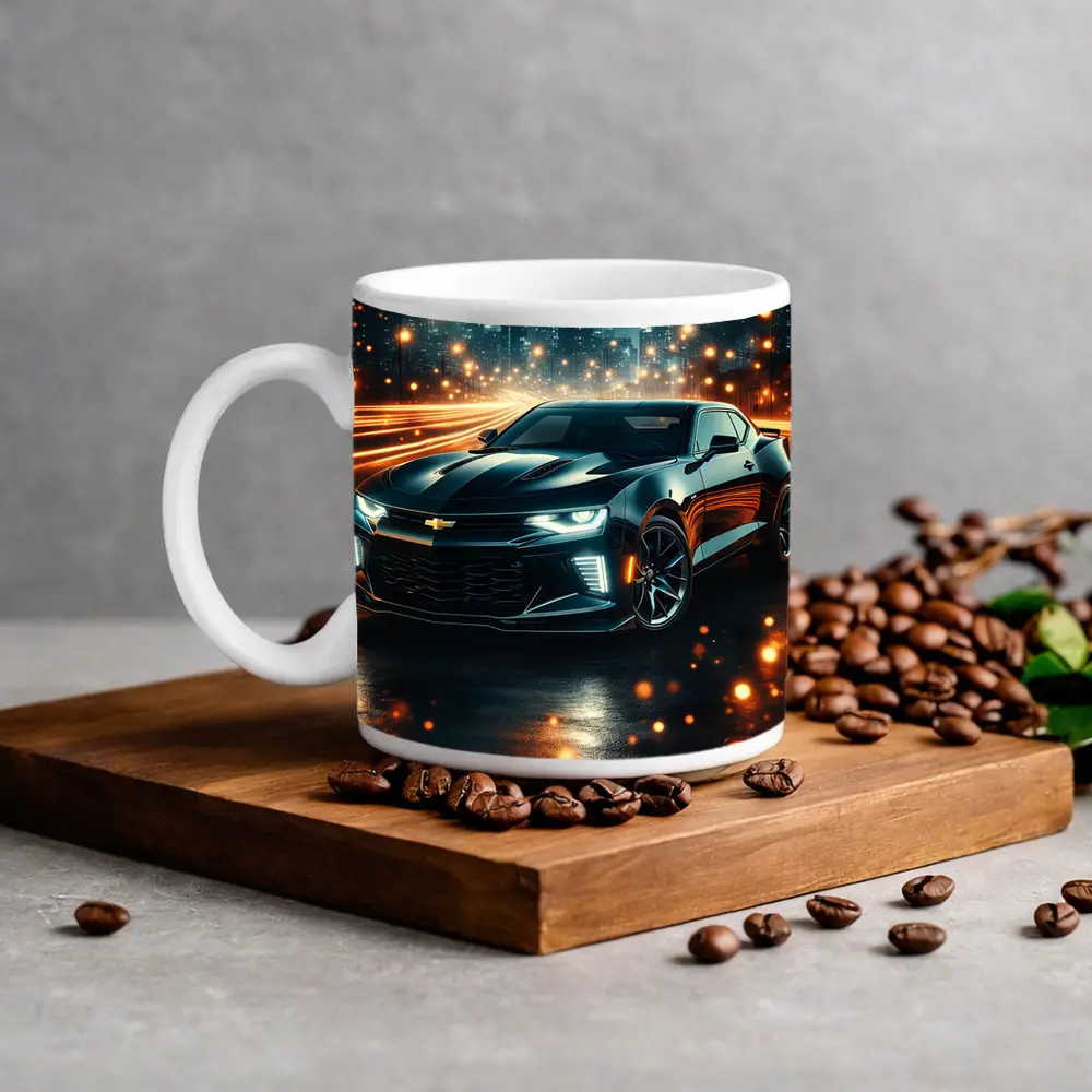 Chevrolet Camaro Black Night City Lights – Mugs