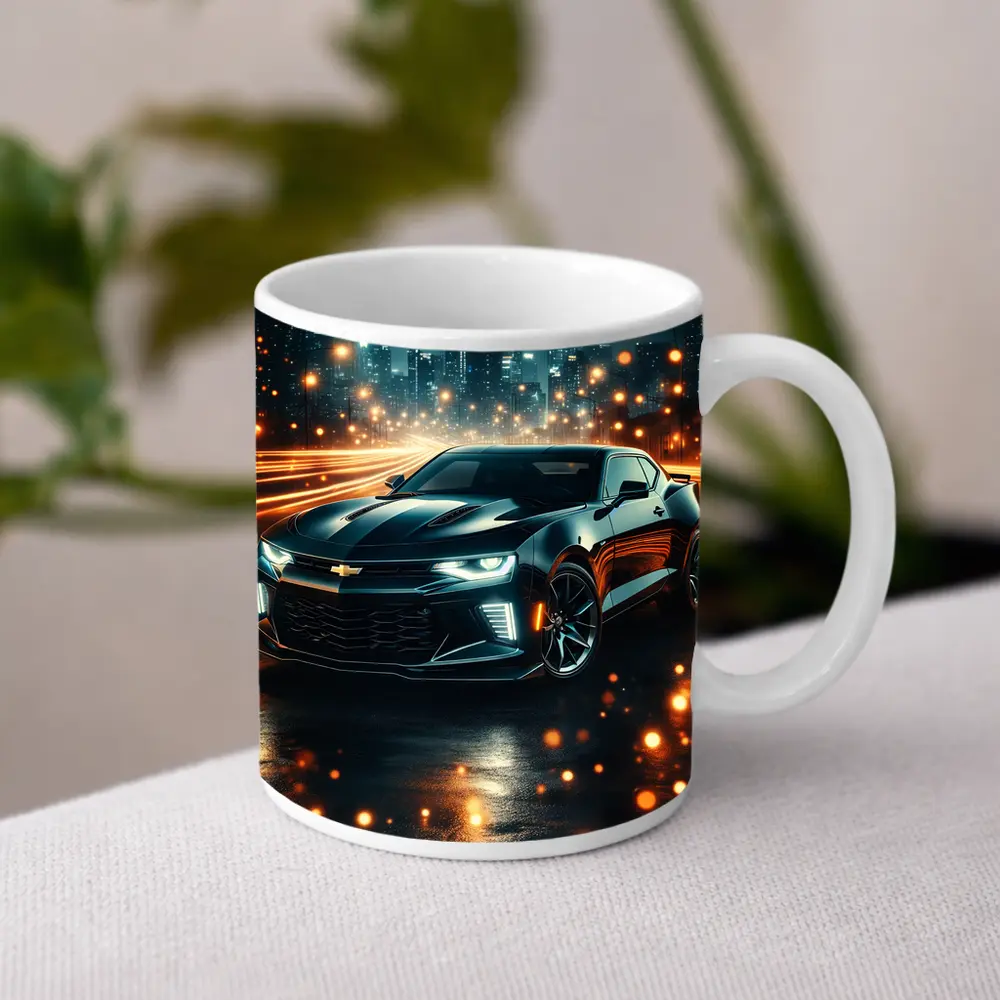 Chevrolet Camaro Black Night City Lights – Mugs