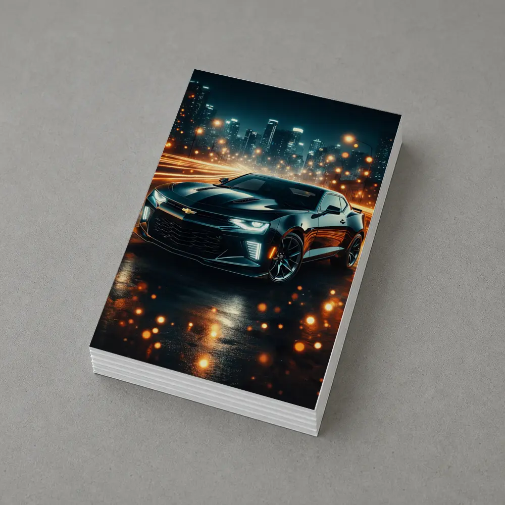 Chevrolet Camaro Black Night City Lights – Postcards