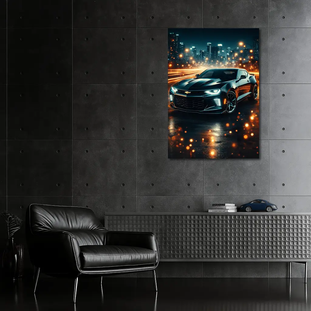 Chevrolet Camaro Black Night City Lights