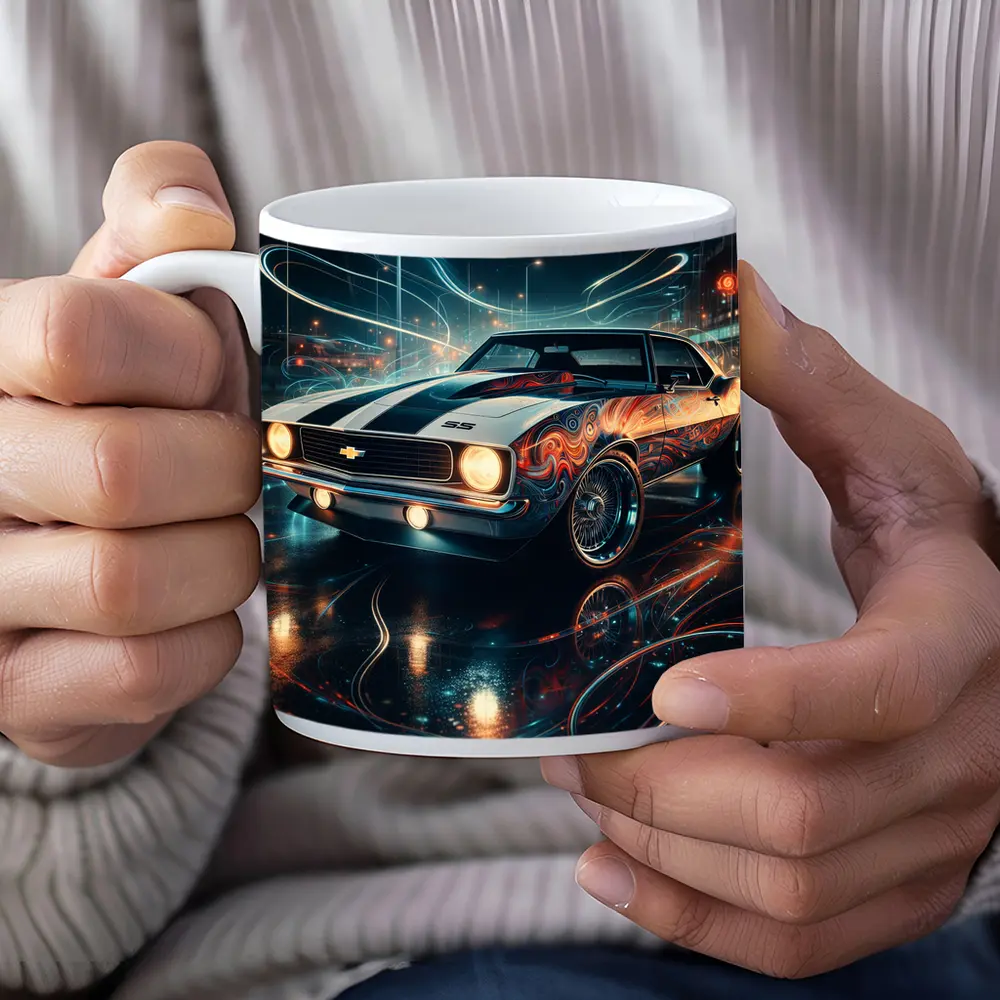 Chevrolet Camaro SS Neon Night City Art – Mugs