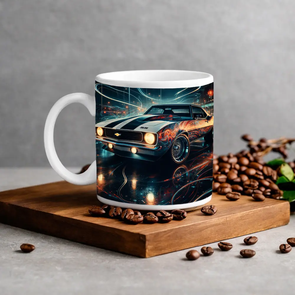 Chevrolet Camaro SS Neon Night City Art – Mugs