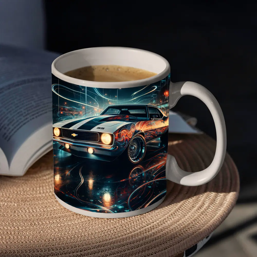 Chevrolet Camaro SS Neon Night City Art – Mugs