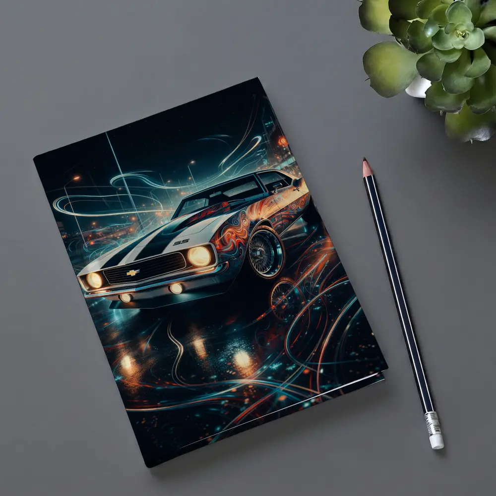Chevrolet Camaro SS Neon Night City Art – Notebooks