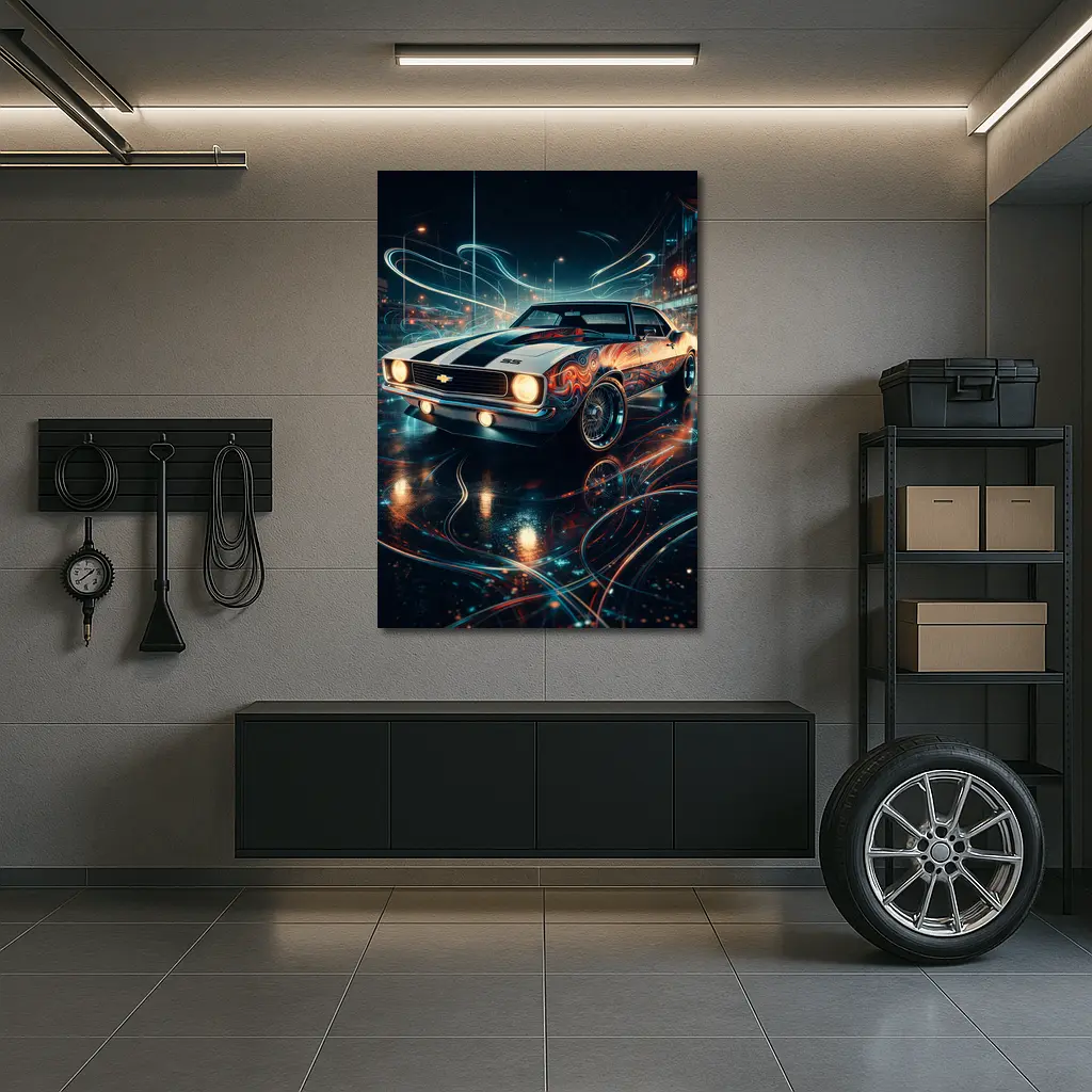 Chevrolet Camaro SS Neon Night City Art – Wall Art