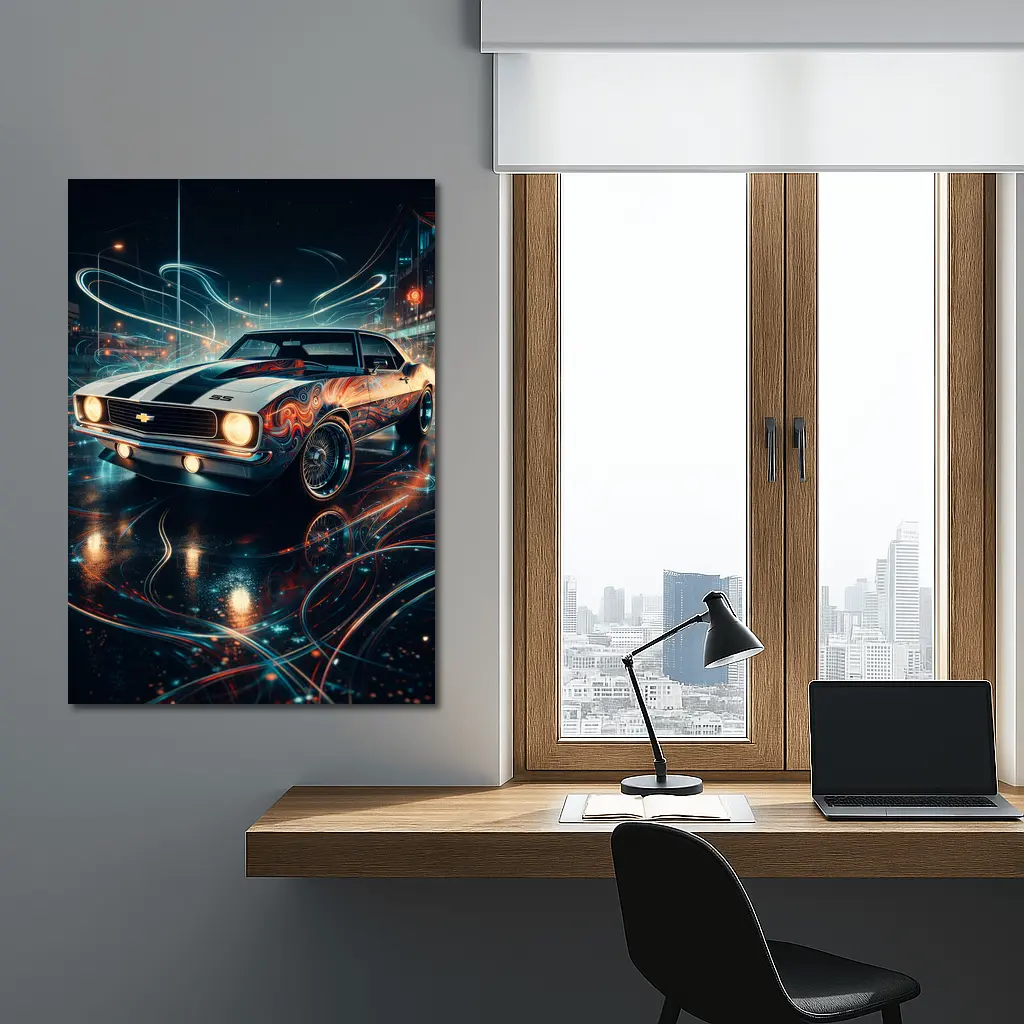 Chevrolet Camaro SS Neon Night City Art – Wall Art