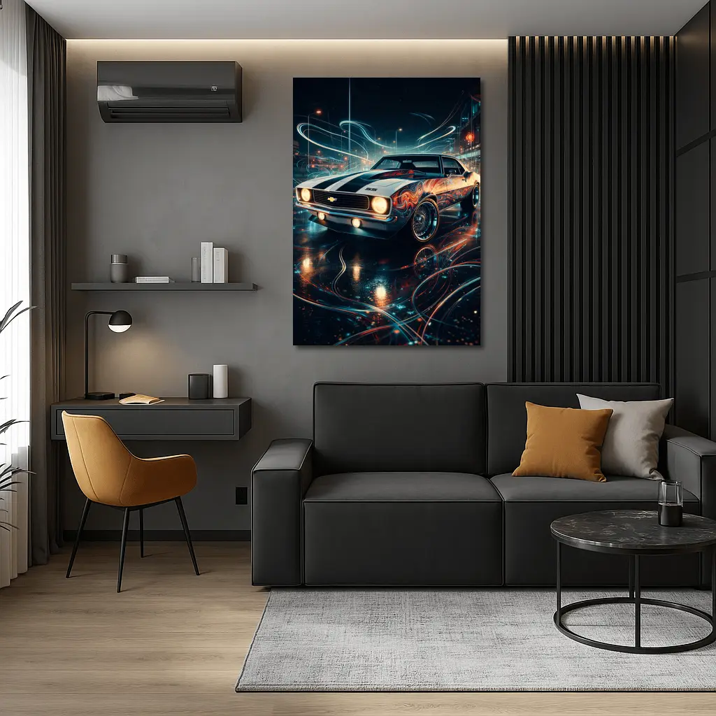 Chevrolet Camaro SS Neon Night City Art – Wall Art